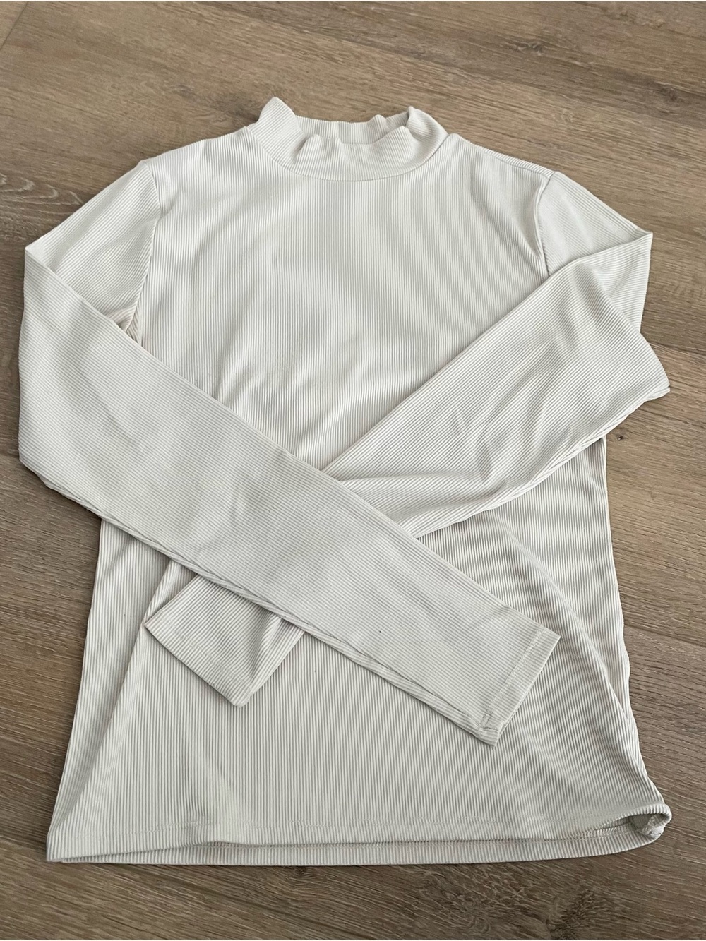 No Boundaries Long Sleeve Ribbed Mock Neck Top in Off-White